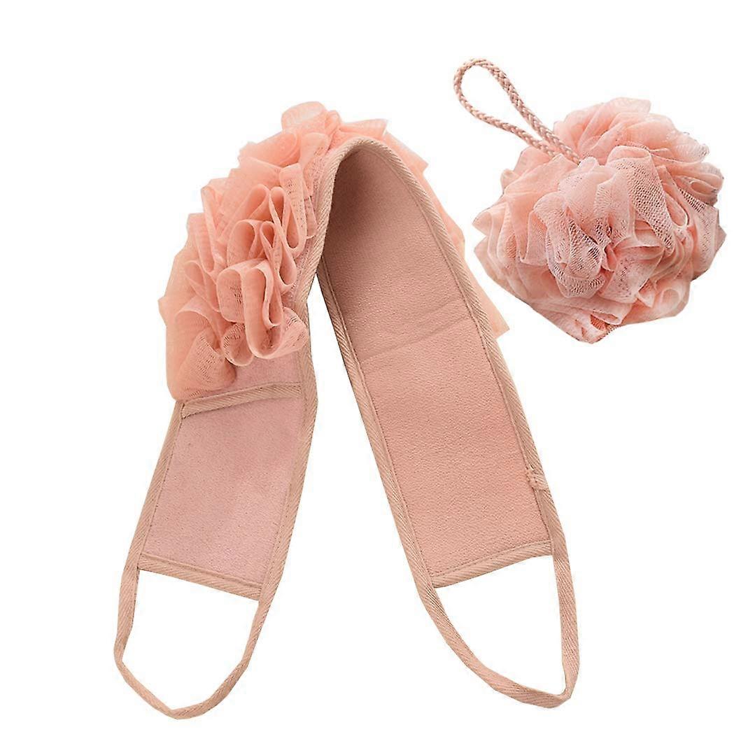 Back Scrubber for Shower Extra Long DualSided Exfoliating Loofah with Handles 2 Pack Pink