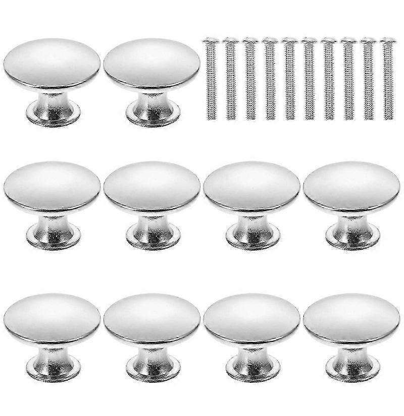 10pcs Silver Cabinet Knobs Kitchen Cabinet Door Knobs Brushed Nickel Round Knobs with Screws