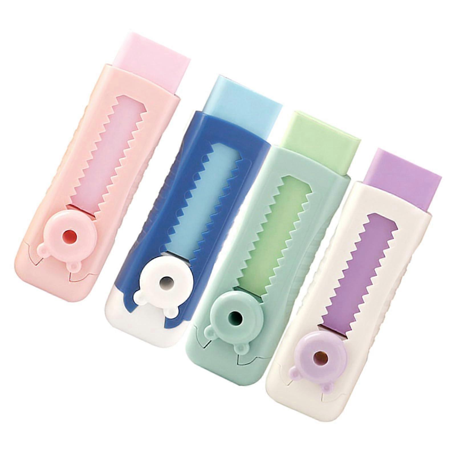 Pack of 4 Retractable Sliding Pencil Erasers Refillable Core for Precise Drawing and Writing