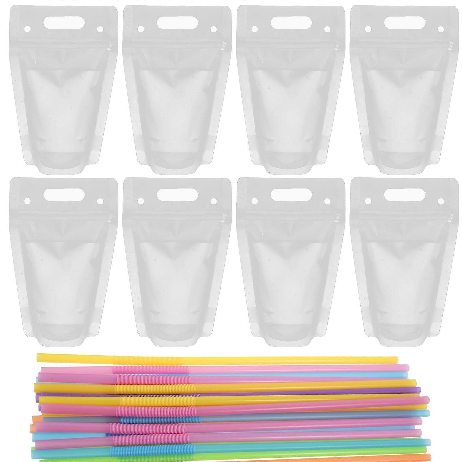 Disposable Smoothie Pouches Rectangular Self-Sealing Foldable For Camping Fishing Picnics Transparent 350ml 100Pack