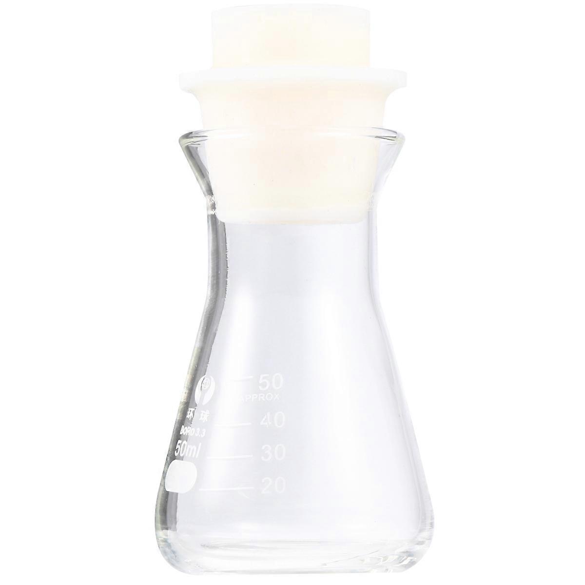Glass Flask Conical Flask for Storage Use 1Pcs Transparent Laboratory Cork