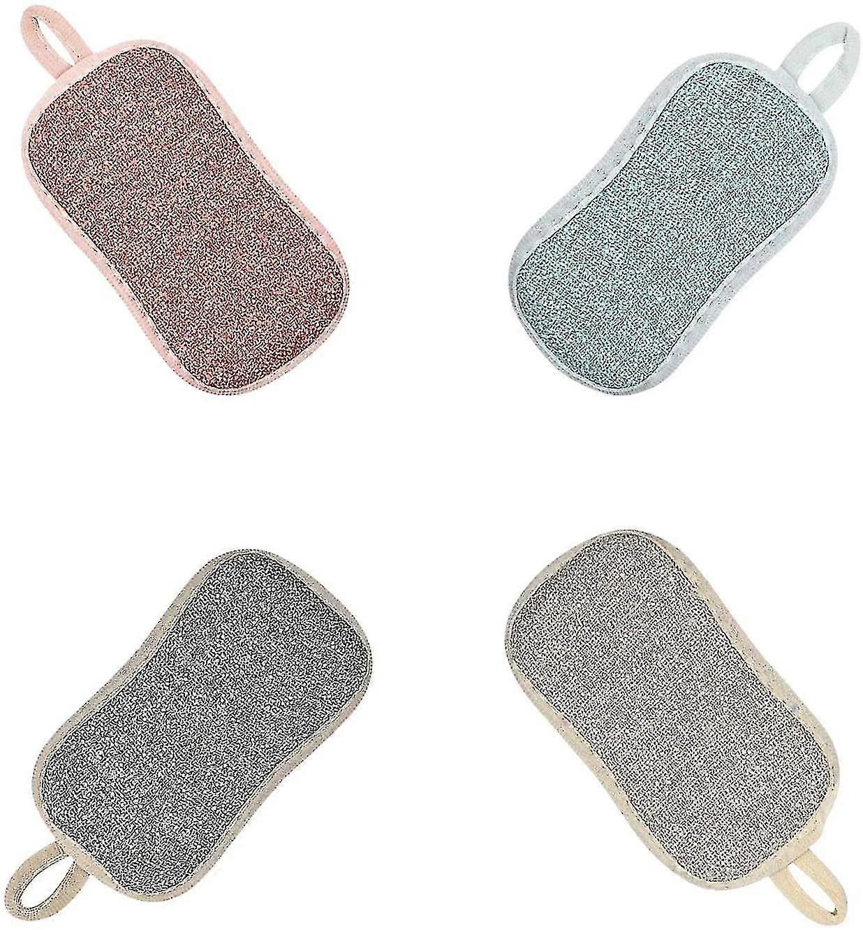 4 Pack Dishwashing Sponges,microfiber Sponge Scouring Pads,double Sponge