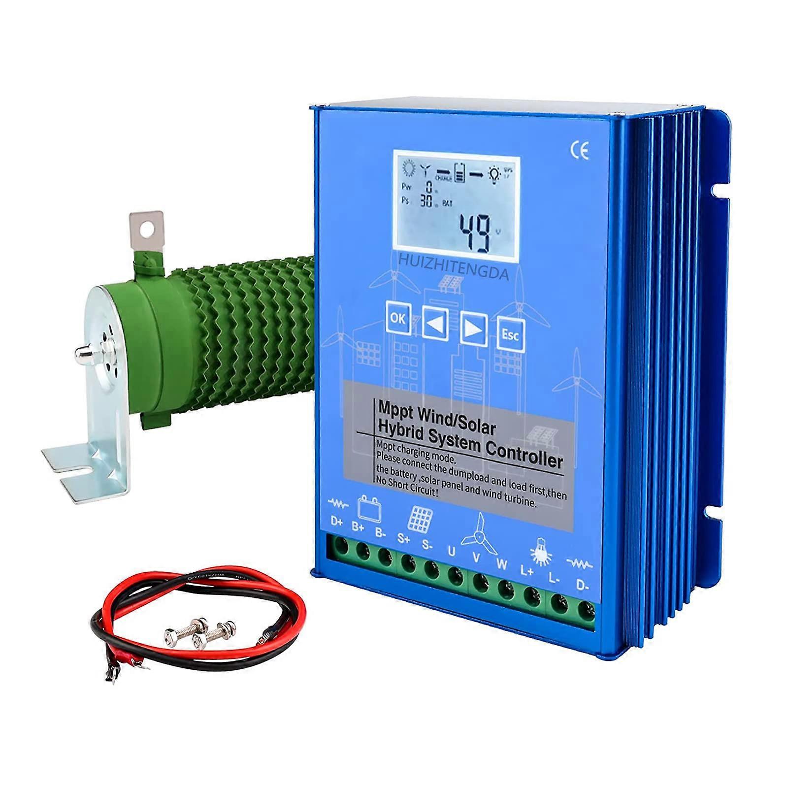 12V 24V Wind Solar Hybrid MPPT Charge Controller 2000W Boost Charging with Dump Load Control