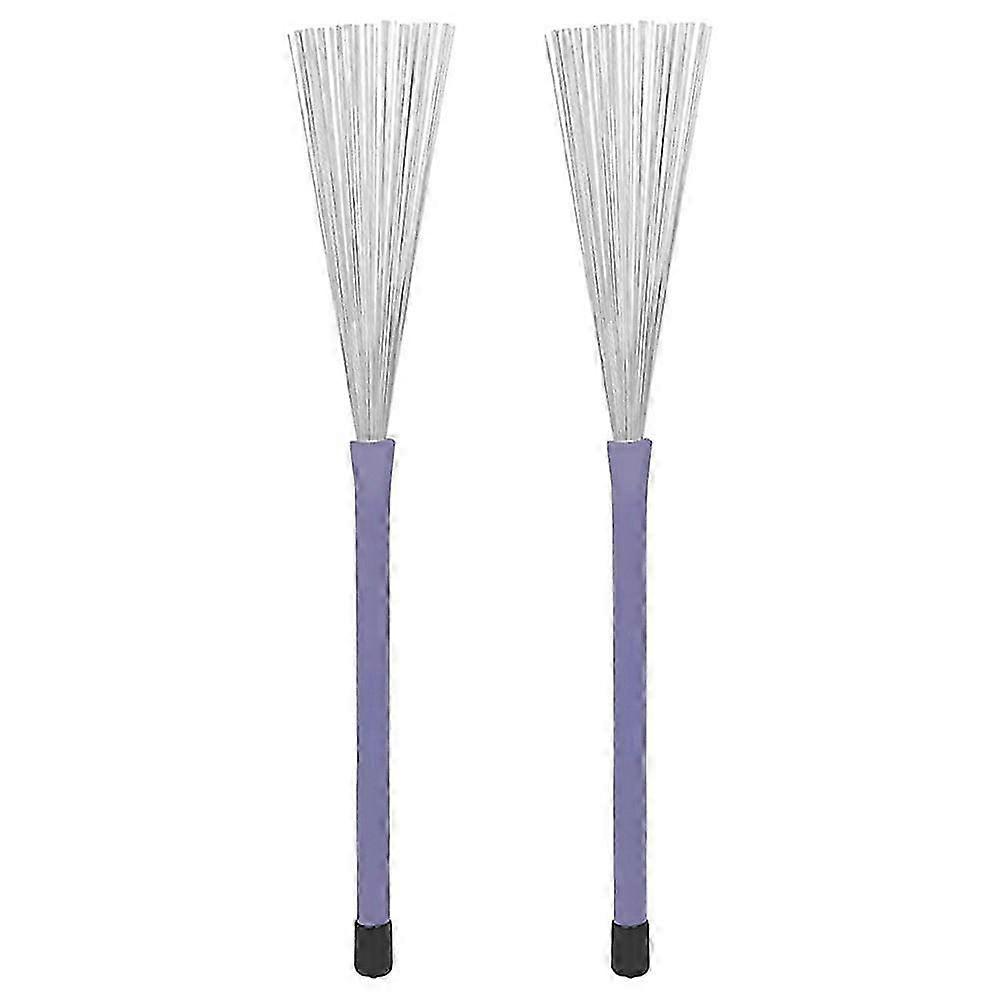 1 Pair Practical Wire Drum Brushes with Retractable Handle for Drum Cleaning