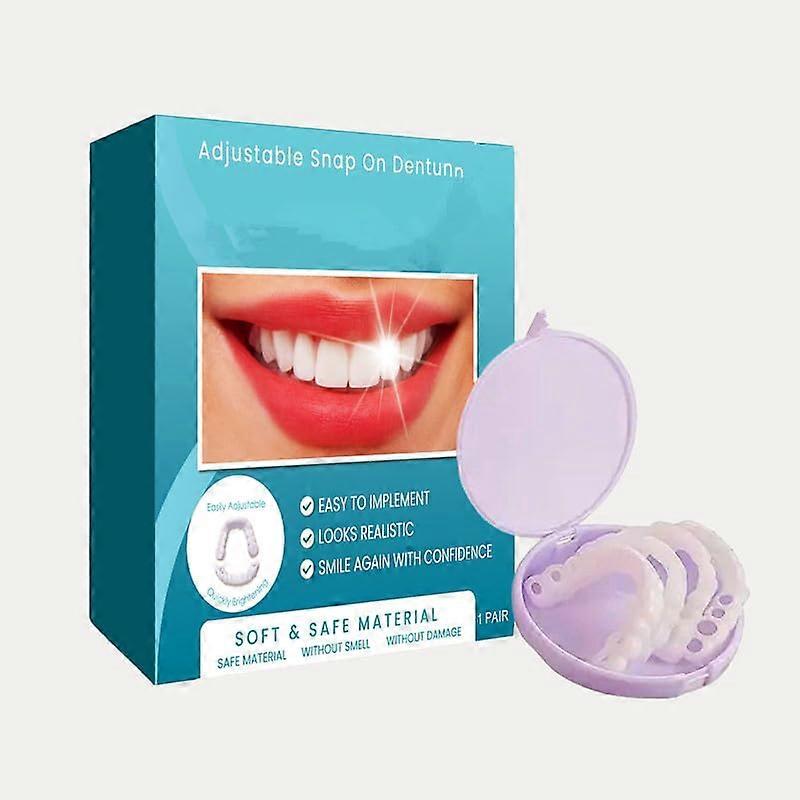 Adjustable Snap On Dentures with Comfortable Temporary Veneers for Natural Tooth Appearance, 1 Pair