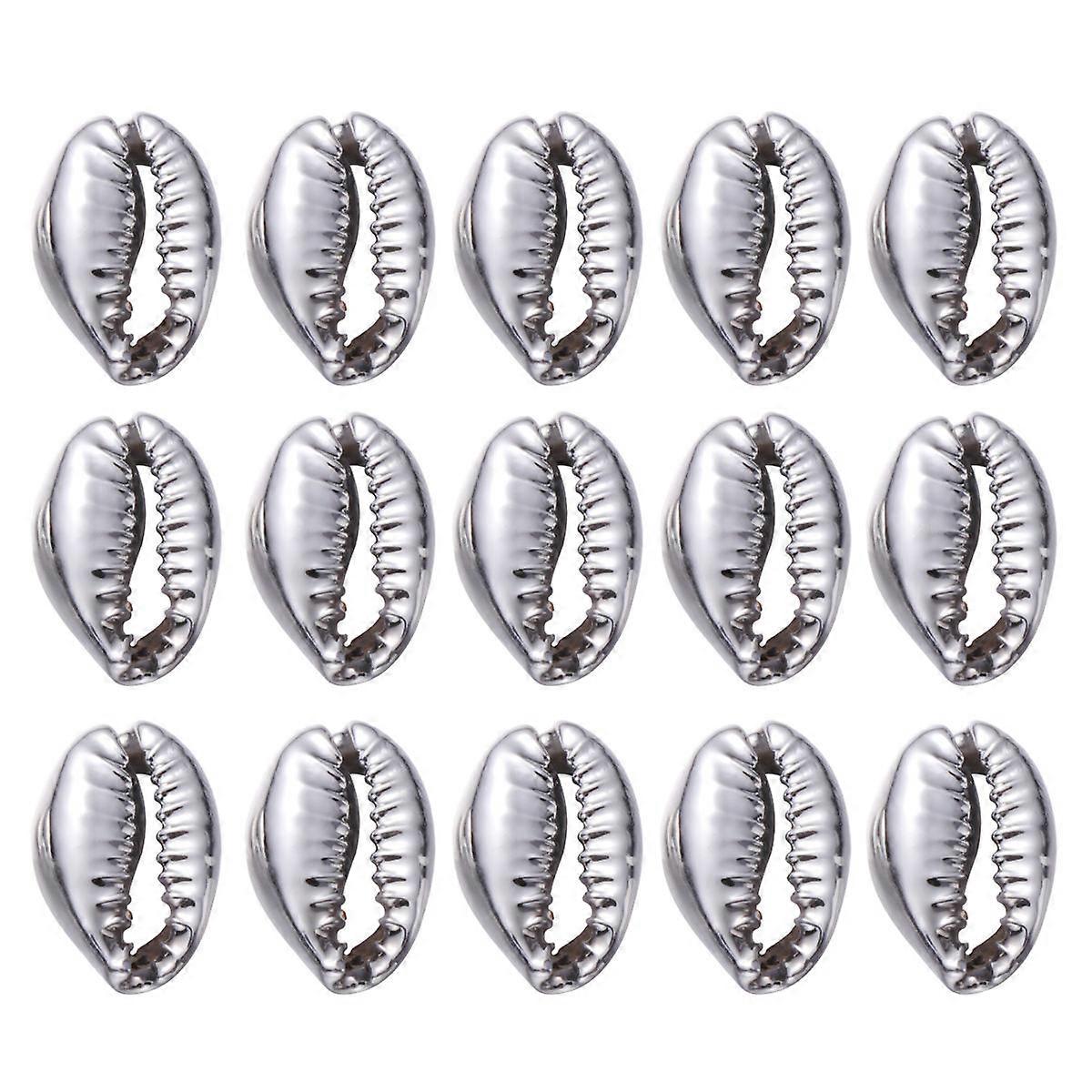 DIY Shell Accessory Plated Shell Beads for Bracelet Making 50Pcs Silver Set