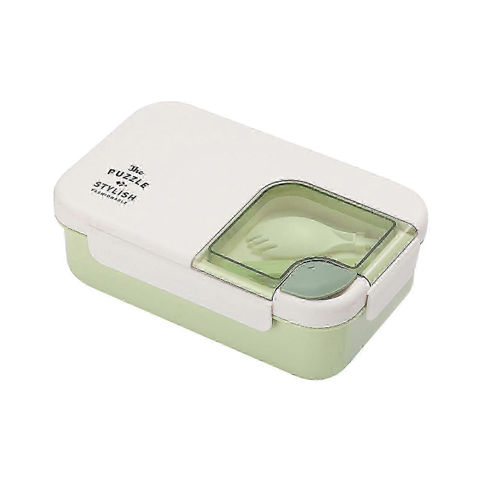 Rectangular Four-button Plastic Lunch Box Double-layer Microwaveable Student Lunch Box Office Worker Portable Tableware Lunch Box CC