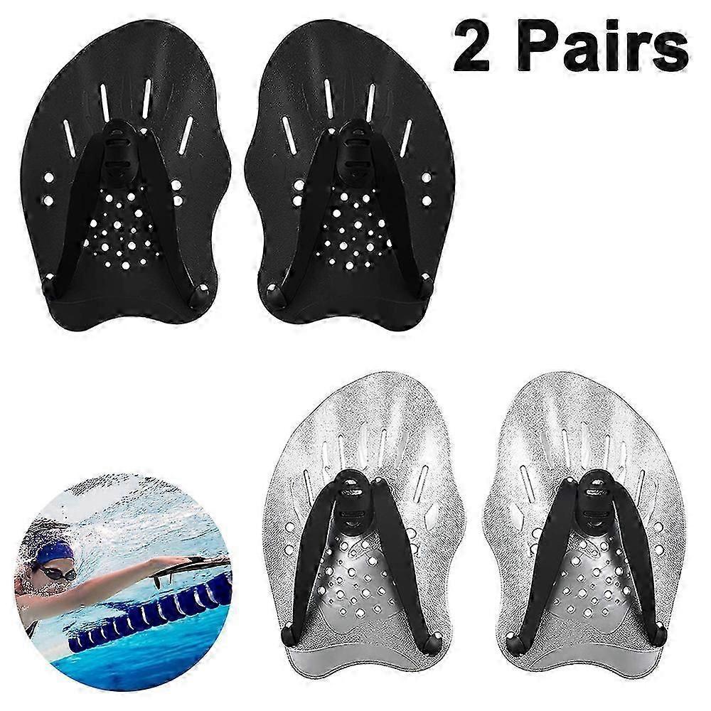 2 Pairs Swim Paddle Hand for Effective Training - Adjustable Diving Training