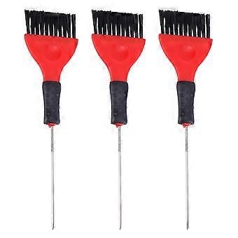 Brosse applicatrice de teinture capillaire, peigne à queue en acier inoxydable, lot de 3