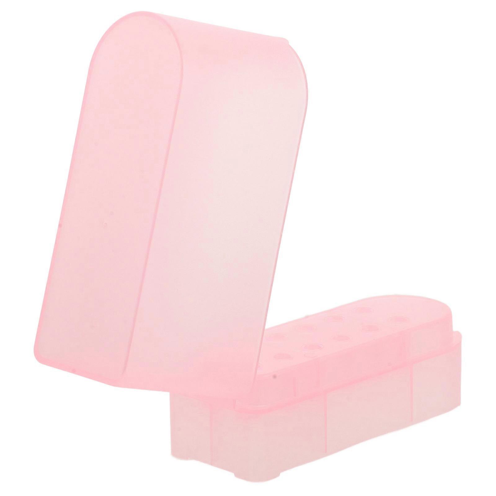 Nail Drill Bits Storage Box for Storage Practical Plastic Organizer Pink