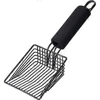 CYTGOUPER 128x51in Cat Litter Shovel Scoop Black Iron Litter Tray Scoop Ergonomic Long Handle Design Cat Poop Scoop for Multiple Cat Owners Reusable C