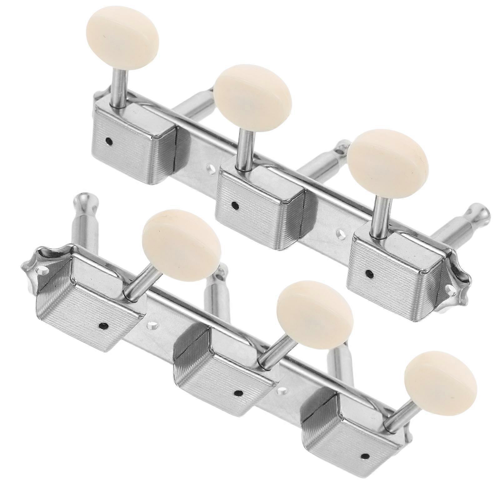 Silver Electric Guitar Tuning Knobs with Mounting Caps 1Pair Metal Pegs