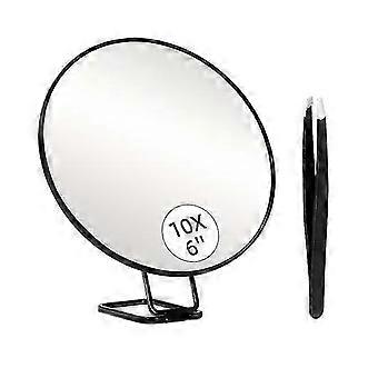 10/20/30X Magnifying Mirror with Tweezers Portable Travel Wall Hanging Handheld Desktop Men Women Magnified Makeup Vanity Mirror