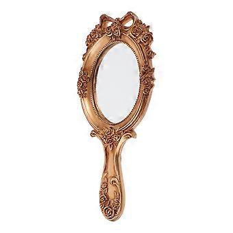 Vintage håndspejl med præget mønster håndholdt makeup spejl bærbart spejl