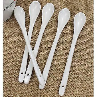 5PCS Stir-stirring Spoon With Ceramic Handle Creative Spoon Coffee Spoon
