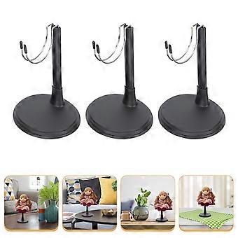 Doll Display Rack Doll Stand for Storage Use 3Pcs Black Stainless Steel Plastic