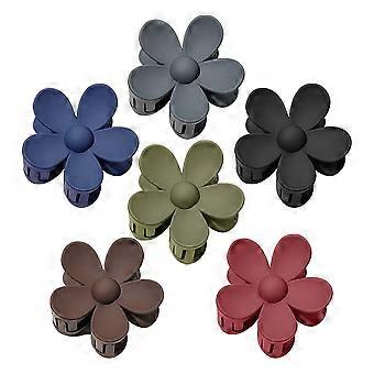 6 PCS Big Hair Claw Clips Matte Flower Hair Clips Antidérapant Mignon Cheveux Attraper Barrettes Pinces De Mâchoire En Plastique Pour Cheveux Épais Minces Cheveux Acrylique Accessoires f
