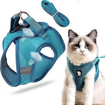 Dog harness and leash, soft mesh padded harness for dogs and cats, breathable vest with adjustable reflective interior