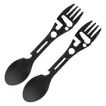 2Pcs Stainless Steel Camping Spork with Bottle Opener, 2 in 1 Outdoor Fork Spoon for Hiking and Travel