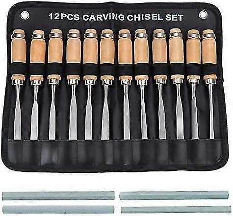 Wood Carving Hand Chisel Set, Woodworking Gouges Tool 12 In 1