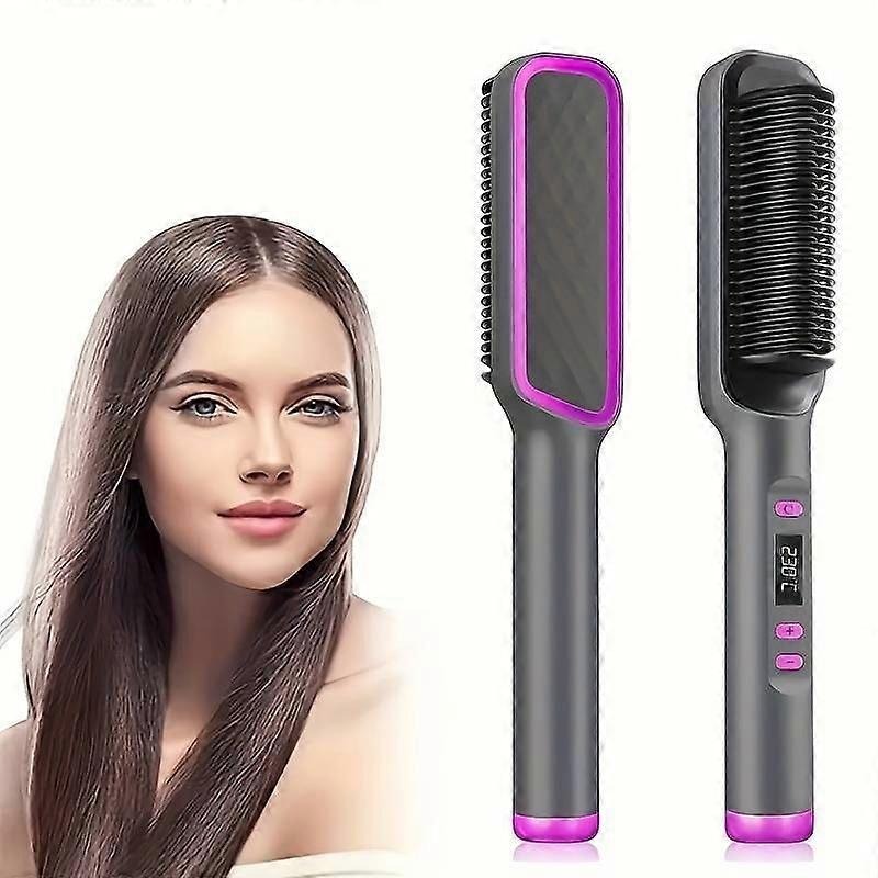 Professional ion straight hair brush, fast heating ceramic comb, with automatic locking and closing function