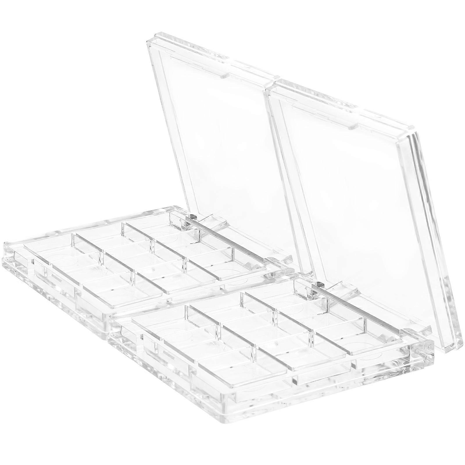 2pcs Compact Empty Highlighter Cases Transparent Refillable Cosmetics Containers