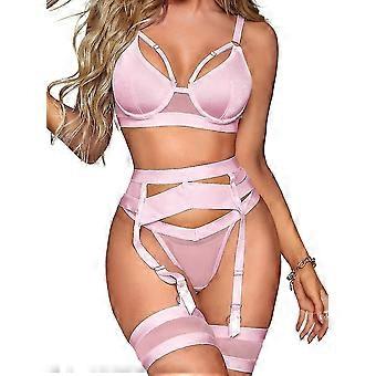 Bielizna do pończoch dla kobiet, seksowna koronkowa bielizna, dopasowana 4-częściowa bielizna Zestaw bielizny Party Costume Gift
