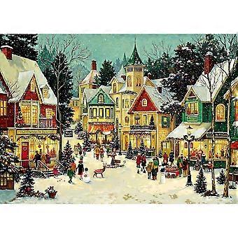 Christmas Winter Holiday Snow Town Puzzles Christmas Vacation Jigsaw Puzzles Decor Puzzle CYQL-587