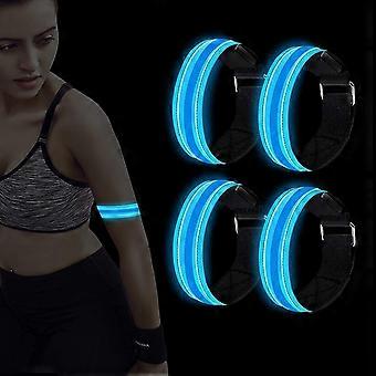 BR-Vie 4 pz LED Light Up Bracciale Bracciale, Bracciali LED riflettenti, Bracciali LED impermeabili e regolabili per braccio, polso, caviglia, gamba da corsa, LED Running Br