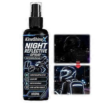PET High Visibility Safety Spray for Cyclists & Motorcycle Riders, 100ML Night Reflective Spray in Black Canister, Glow in Headlights