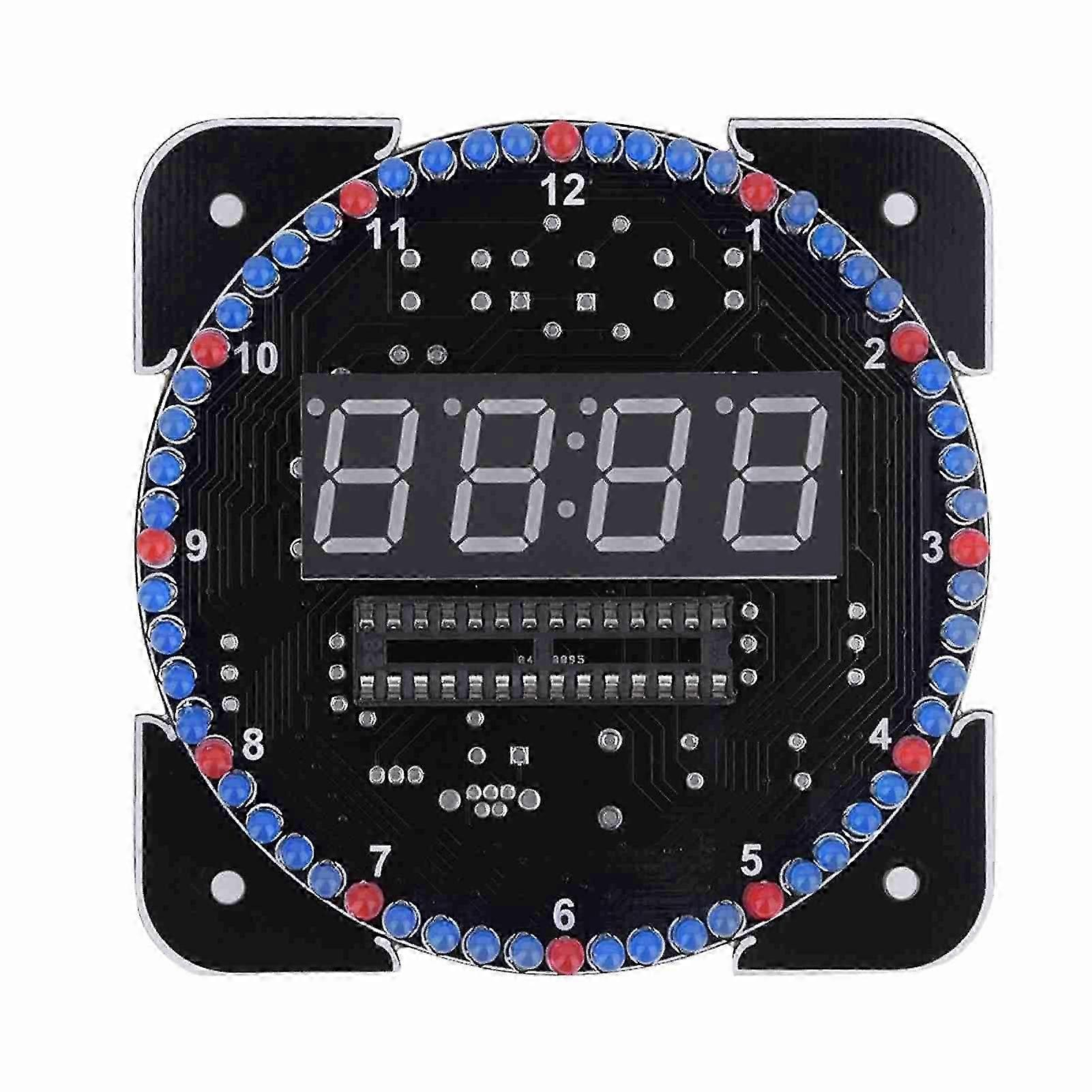 Rotating Digital LED Electronic Temperature Clock Kit with Light Control and USB Cable, Blue
