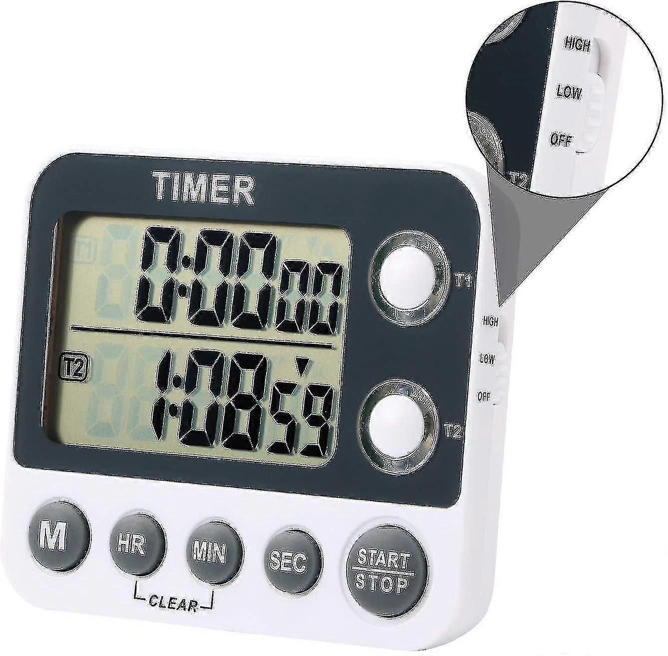 Digital Kitchen Timer Magnetic Large Screen Countdown Timer Clock 2 Channel Groups 99 Hours Fk