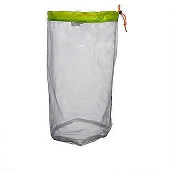Size L Green Ultralight Mesh Drawstring Sack, Storage Bag for Outdoor Travel, Hiking and Camping Activities
