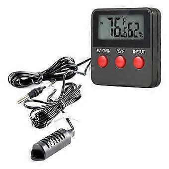 Digital Humidity Meter Thermometer for Reptile Pets 2Pcs Black Portable