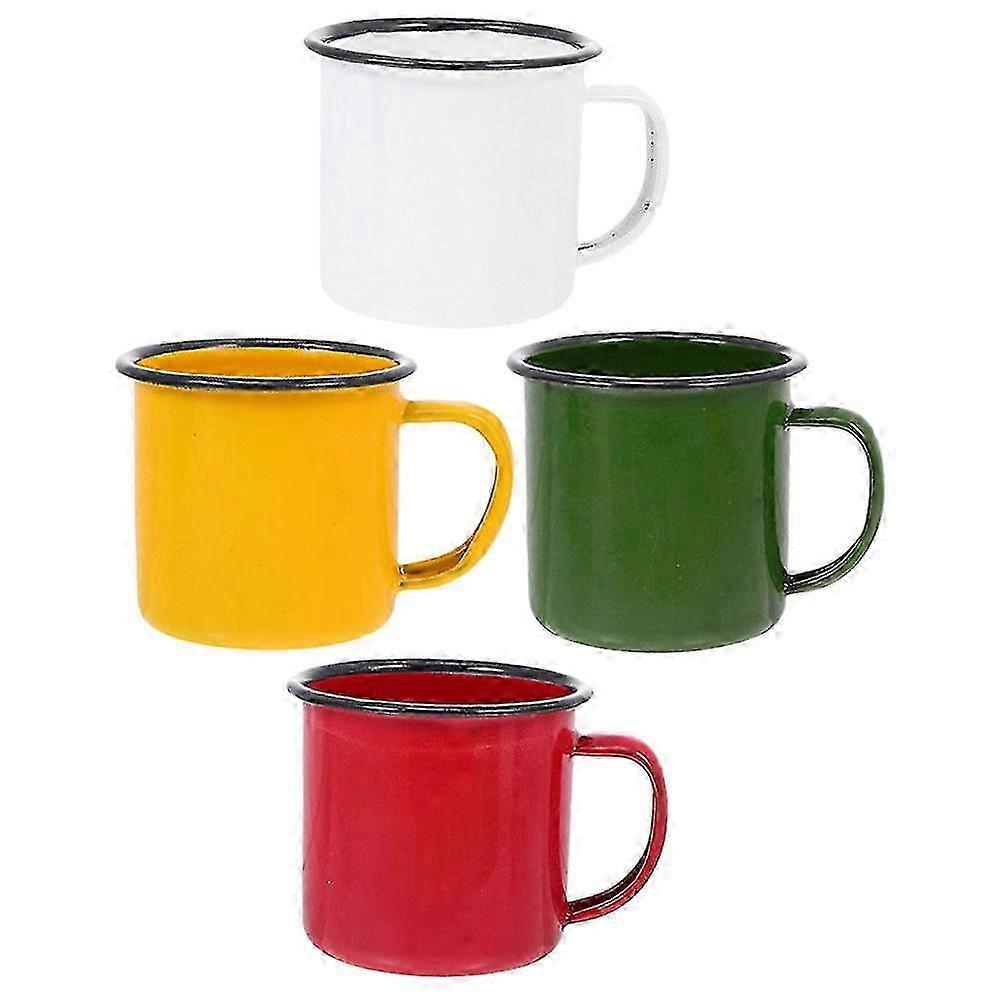 4pcs Enamel Tea Cup Set Ergo Handle