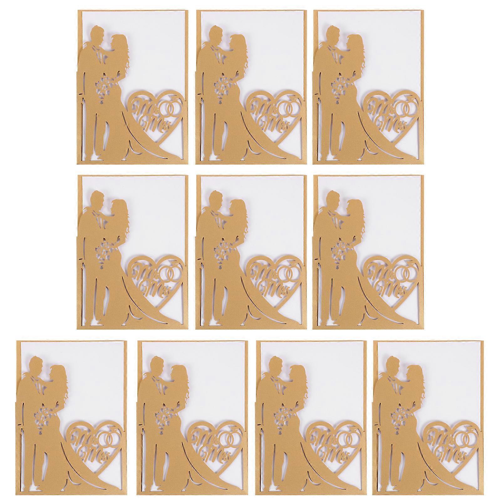 Cartes d'invitation de mariage en papier, motif ajouré, lot de 10