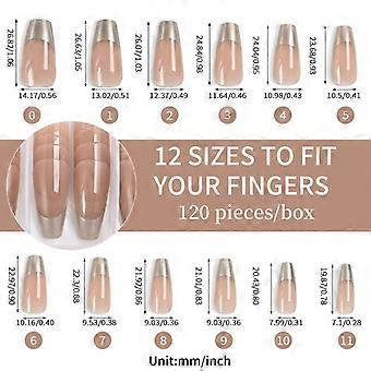 120 kpl/laatikko Nude Gold Ranskanprässi Kynnet 12 kokoa Extra Trapezoid Full Cover Pehmeä Geeli Vääriä Kynsien Kärkiä Kynsien Pidennyksiin