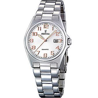 Festina Classic Quarz Analog Damen Uhr mit Edelstahl Armband F16375/7
