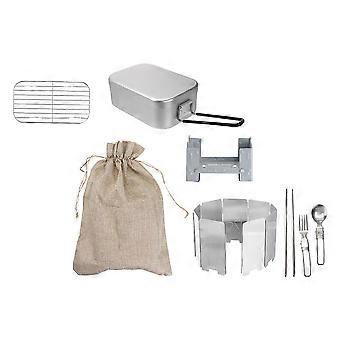 Silver Aluminum Outdoor Bento Box for Hiking Food Storage 1Set