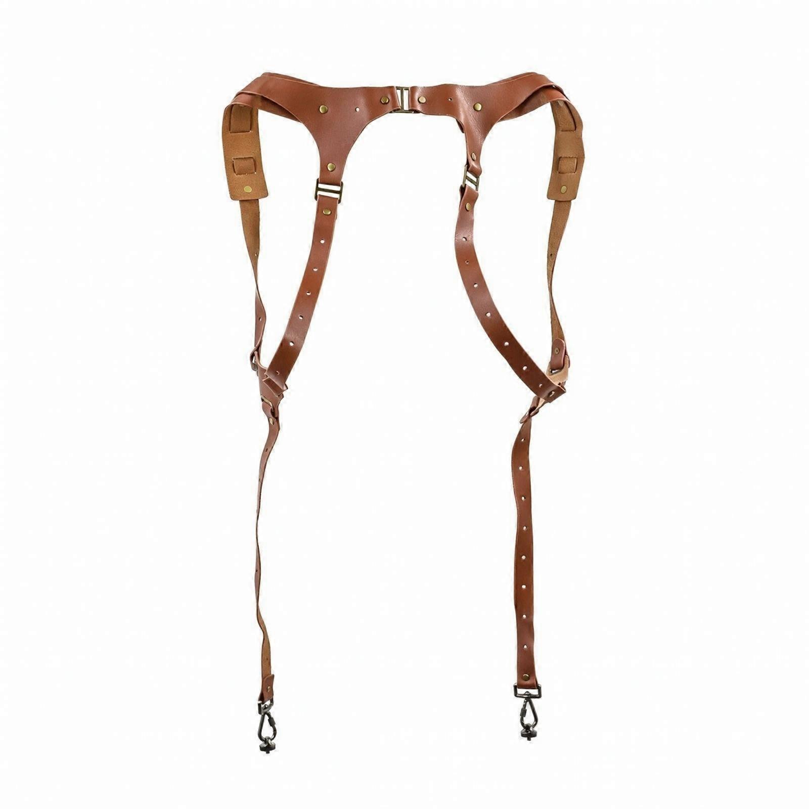 Twin Camera Harness | Secure Riveted Construction, Leather Camera Harness with