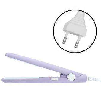 2 in 1 Mini Tourmaline Ceramic Hair Straightener, Heating Plate, Flat Iron, Purple