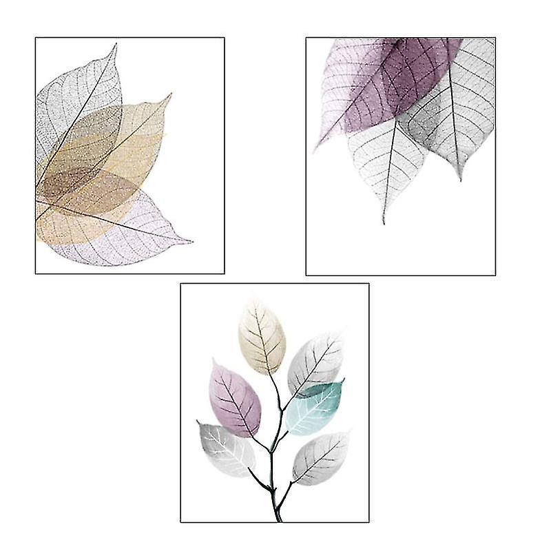 25X20x0.1cm Assorted Color Pen & Pencil Sets 3pcs Leaf Veins Art Printings Canvas Wall Art Modern Ho