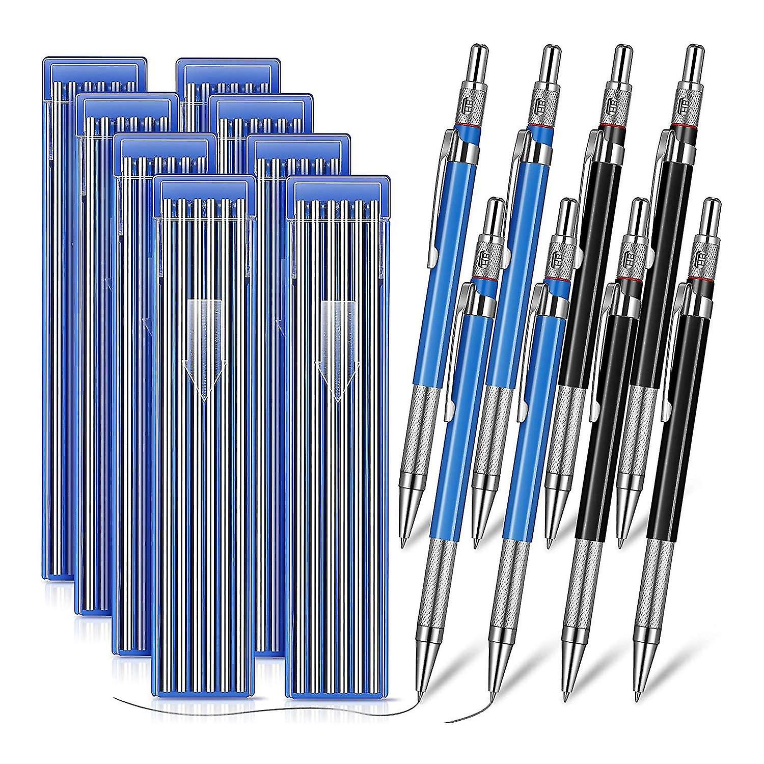 Welders Pencils Set,8pcs Welding Marking Pencils With 96pcs 2mm Silver Refills Built In Sharpener C