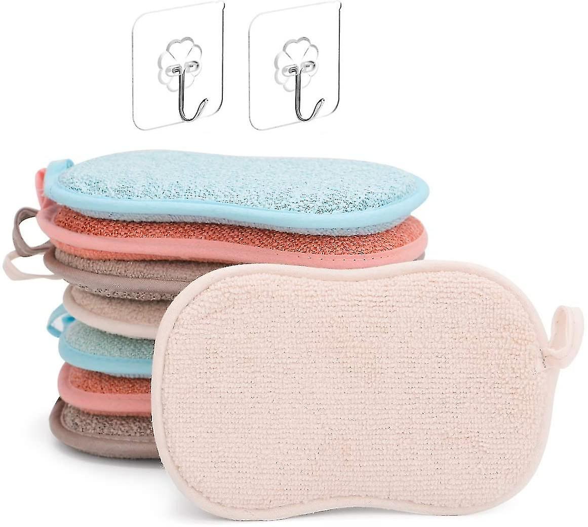 8 Pcs Washable Sponge Reusable Dishwashing Sponge Scouring Microfiber