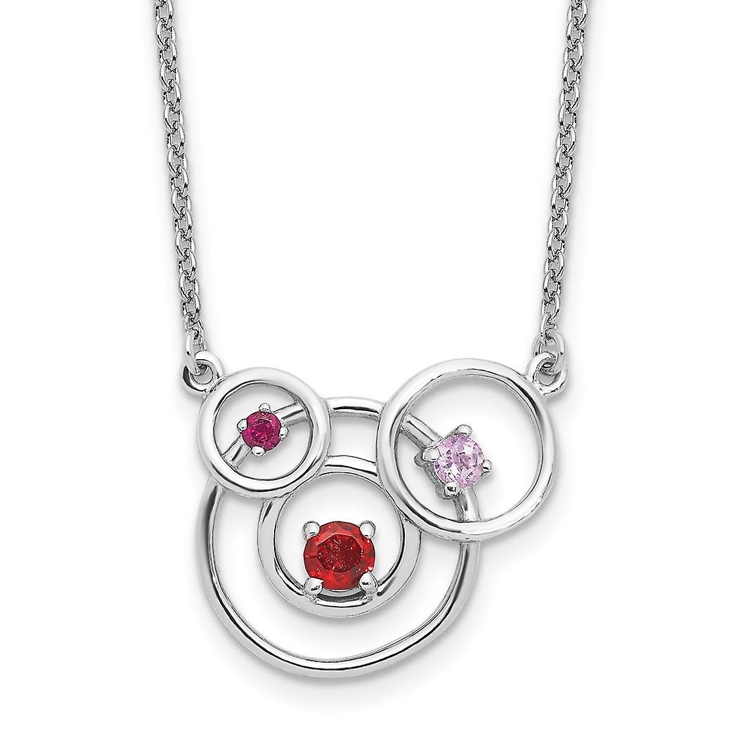925 Sterling Silver .024amethyst .06garnet .006pk Tourmaline With 2 In Extension N 16 Inch 22.47mm Wide Pendant Necklace