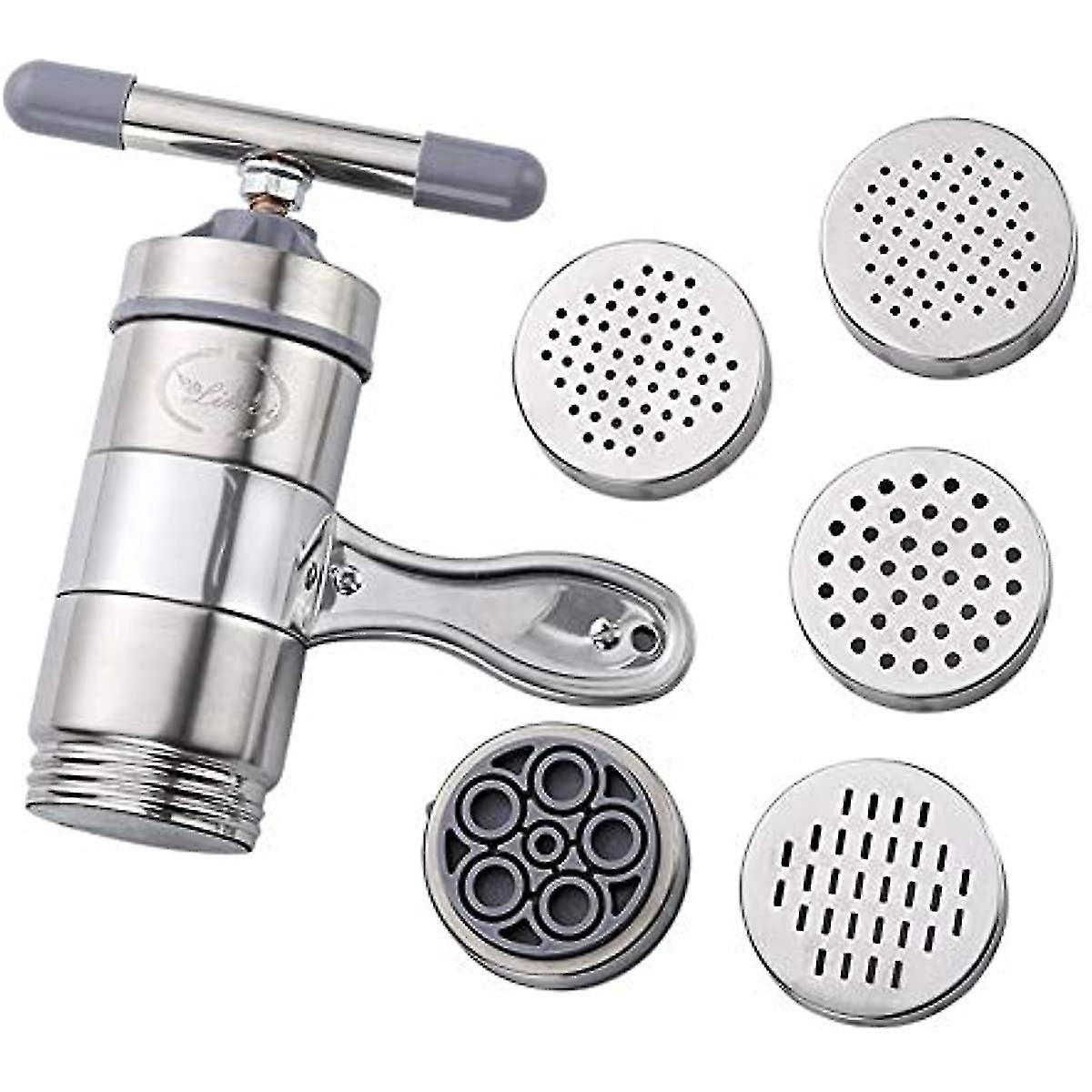 Machine à nouilles manuelle avec 5 modèles Fabricant de nouilles ménage Machine à pâtes presse à nouilles en acier inoxydable