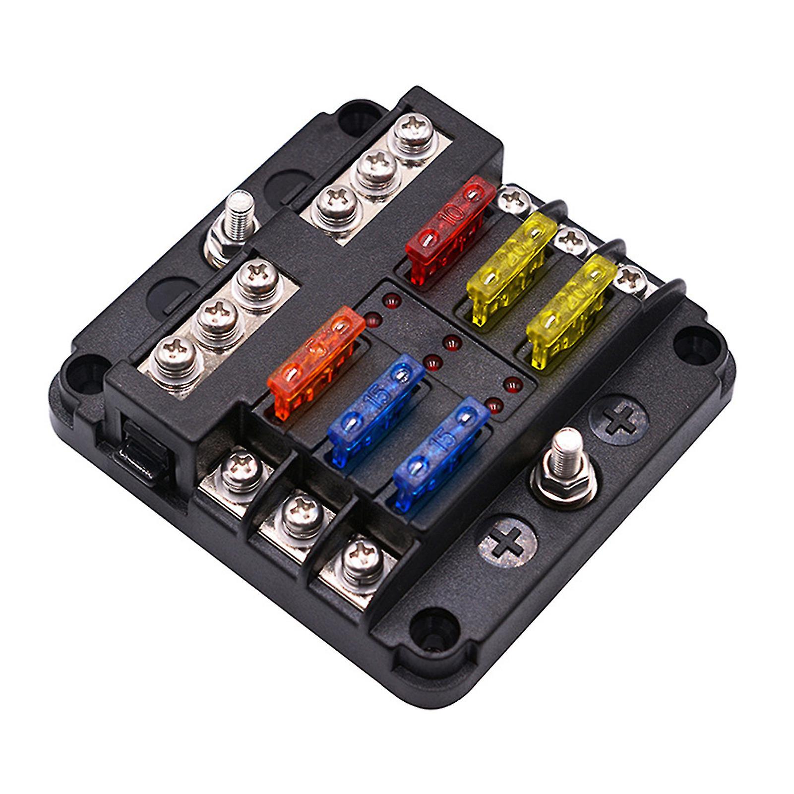 6 Way Auto Car Fuse Accessories Flame Retardant And Durable Suitable For Warning Lights Car Refrigerators