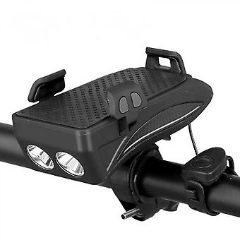 Veeki Luci Per Bici Con Supporto Per Telefono E Clacson Impermeabile Bici Supporto Del Telefono Bicicletta Faro Bici Campanello USB Ricaricabile Accessori Per Bici