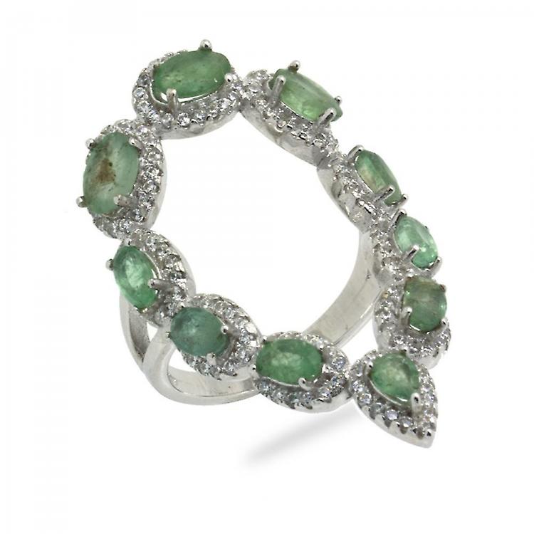 Emerald & 925 Sterling Silver Ring awo11