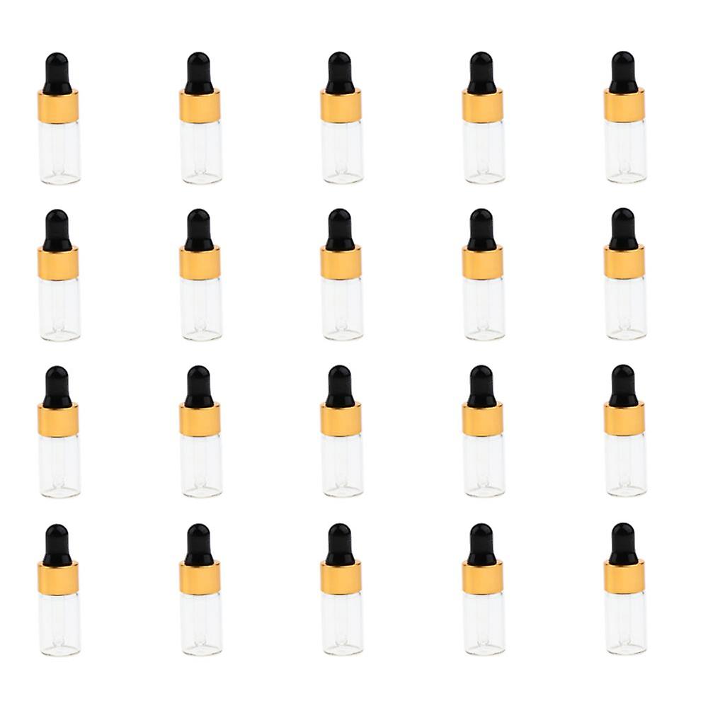 20pcs Travel Empty Glass Essential Oil Refillable Dropper Bottles 3ml